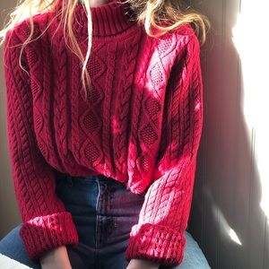 a beautiful warm red sweater perfect for holidays